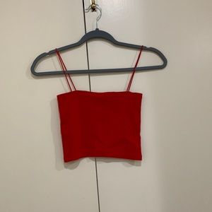 Red Zara cropped tank top with skinny straps